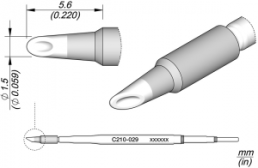 Soldering tip, Special form, Ø 1.5 mm, (W) 0.2 mm, C210029