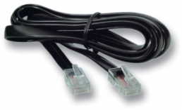 Modular cable, RJ12 plug, straight to RJ12 plug, straight, 3 m, black