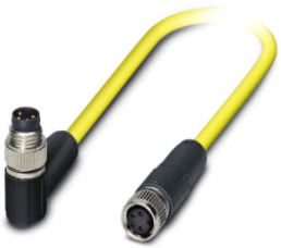 Sensor actuator cable, M8-cable plug, angled to M8-cable socket, straight, 4 pole, 0.5 m, PVC, yellow, 4 A, 1406009
