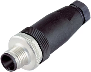 Plug, M12, 4 pole, crimp connection, screw locking, straight, 99 0529 12 04