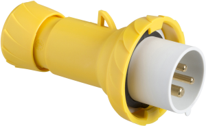 CEE plug, 3 pole, 16 A/100-130 V, yellow, 4 h, IP67, PKE16M713