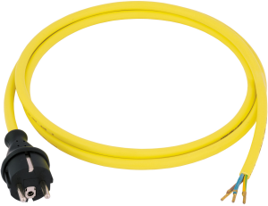 Device connection line, Europe, CEE 7/17, straight on open end, yellow, 2 m