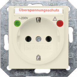 German schuko-style socket outlet with label field, white, 16 A/250 V, Germany, IP20, 5UB1565