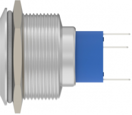 Switch, 1 pole, silver, illuminated  (white), 3 A/250 VAC, mounting Ø 25.2 mm, IP67, 1-2317656-1