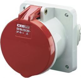 CEE surface-mounted socket, 5 pole, 32 A/400 V, gray/red, 6 h, IP44, 1797