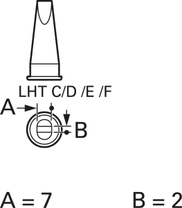 Soldering tip, Chisel shaped, Ø 9.3 mm, (T x L x W) 1.8 x 25 x 6.7 mm, LHT E