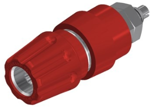 Pole terminal, 4 mm, red, 30 VAC/60 VDC, 63 A, solder connection, nickel-plated, PKNI 10 B RT