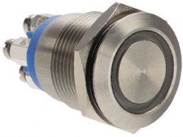 Pushbutton, 1 pole, blue, illuminated  (blue), 0.5 A/24 V, mounting Ø 19 mm, IP66, MPI002/TERM/BL
