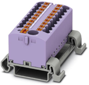 Distribution block, push-in connection, 0.14-4.0 mm², 19 pole, 24 A, 8 kV, purple, 3273258