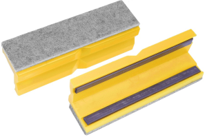 Protection jaws felt/plastic 100 mm yellow, with magnetic bar (pair), 9-900-S6100