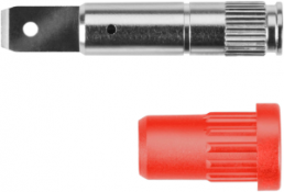 4 mm socket, flat plug connection, mounting Ø 6 mm, red, EPB 6792 NI / FST 4.8X0.8 / RT