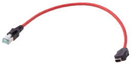 Patch cable, ix industrial type A plug, straight to RJ45 plug, straight, Cat 6A, S/FTP, LSZH, 3 m, red