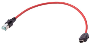 Patch cable, ix industrial type A plug, straight to RJ45 plug, straight, Cat 6A, S/FTP, LSZH, 0.5 m, red