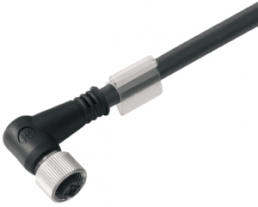 Sensor actuator cable, M12-cable socket, angled to open end, 3 pole, 3 m, PUR, black, 4 A, 1906950300