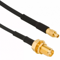 Coaxial Cable, MMCX plug (straight) to SMA jack (straight), 50 Ω, RG-174, grommet black, 153 mm, 245107-02-06.00
