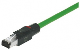 Patch cable, RJ45 plug, straight to open end, Cat 5, PVC, 10 m, green
