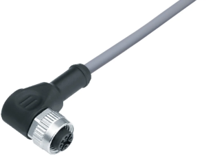 Sensor actuator cable, M12-cable socket, angled to open end, 4 pole, 2 m, PVC, gray, 4 A, 79 3434 13 04