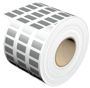 Polyester Label, (L x W) 17 x 9 mm, silver, Roll with 10000 pcs