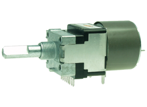 Motorized dual potentiometer, 10 kΩ, 0.05 W, logarithmisch, Solder pin, RK16812MG