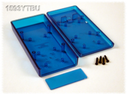 ABS device enclosure, (L x W x H) 140 x 66 x 28 mm, blue/transparent, IP54, 1593YTBU