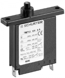 Circuit breaker, 1 pole, F characteristic, 1 A, 28 V (DC), 240 V (AC), faston plug 6.3 x 0.8 mm, mounting flange, IP40