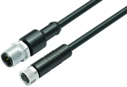 Sensor actuator cable, Cable plug, straight to cable socket, straight, 3 pole, 2 m, PUR, black, 4 A, 77 3429 3406 50003-0200