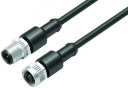 Sensor actuator cable, M12-cable plug, straight to M12-cable socket, straight, 3 pole, 2 m, PUR, black, 4 A, 77 3430 3429 50003-0200