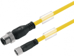 Sensor actuator cable, M12-cable plug, straight to M8-cable socket, straight, 4 pole, 3 m, PUR, yellow, 4 A, 1093100300