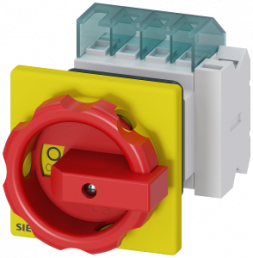 Emergency stop load-break switch, Rotary actuator, 3 pole, 16 A, 690 V, (W x H x D) 67 x 84 x 116.5 mm, front mounting, 3LD2054-1TP53