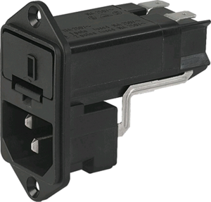Combination element C14, 3 pole, screw mounting, plug-in connection, black, 4303.0061