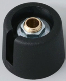 Rotary knob, 6.35 mm, plastic, black, Ø 20 mm, H 16 mm, A3020639