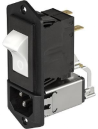 IEC inlet filter C14, 50 to 60 Hz, 10 A, 250 VAC, faston plug 6.3 mm, 3-100-402