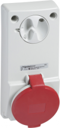 CEE surface-mounted socket, 3 pole, 16 A/380-415 V, red, 9 h, IP44, 82034