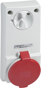 CEE surface-mounted socket, 3 pole, 32 A/380-415 V, red, 9 h, IP44, 82045