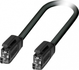 Patch cable, SPE cable plug, straight to SPE cable plug, straight, Cat B, S/FTP, TPU, 1 m, black
