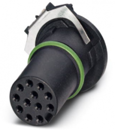 Socket, M12, 12 pole, solder connection, screw locking, straight, 1457704