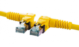 Patch cable, RJ45 plug, angled to RJ45 plug, angled, Cat 6A, S/FTP, PUR, 10 m, yellow