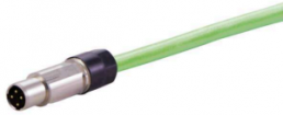 Sensor actuator cable, M12-cable plug, straight to open end, 4 pole, 0.5 m, PUR, green, 0948C200004005