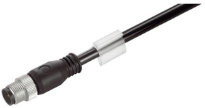 System cable, M12-plug, straight to open end, Cat 5, SF/UTP, Radox GKW S, 10 m, black