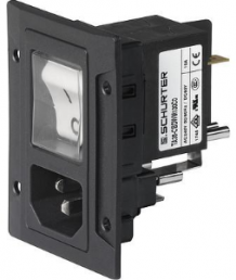 Combination element C14 or C18, 3 pole/2 pole, screw mounting, plug-in connection, black, 3-109-719