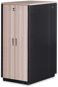 32 HE SOUNDproof cabinet, wood decor oak, (H x W x D) 1666 x 750 x 1130 mm, IP20, sheet steel, black, DN-19 32U-SO-O