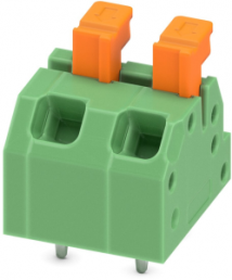 PCB terminal, 2 pole, pitch 5 mm, AWG 24-18, 13.5 A, spring-clamp connection, green, 1864435