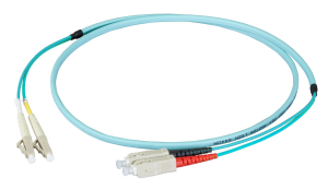 FO patch cable, LC duplex to SC duplex, 1 m, OM3, multimode 50/125 µm