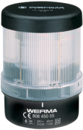 Monitorable LED permanent light, Ø 75 mm, white, 24 VDC, IP65