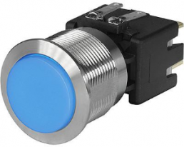 Pushbutton switch, 1 pole, clear, illuminated  (blue), 12 A/250 V, mounting Ø 19 mm, 19.1 mm, IP65, 1241.8547