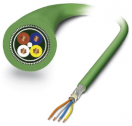 PUR ethernet cable, Cat 5, PROFINET, 4-wire, 0.34 mm², AWG 22-7, green, 1416376