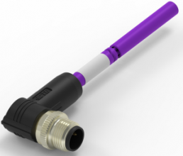 Sensor actuator cable, M12-cable plug, angled to open end, 2 pole, 0.5 m, PUR, purple, 4 A, TAB62235501-001