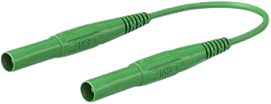 Measuring lead with (4 mm plug, spring-loaded, straight) to (4 mm plug, spring-loaded, straight), 1 m, green, PVC, 1.0 mm², CAT III
