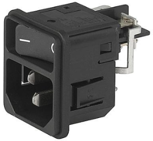 Combination element C14 or C18, 3 pole/2 pole, snap-in, plug-in connection, black, DC11.0001.206