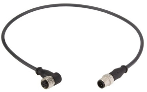 Sensor actuator cable, M12-cable plug, straight to M12-cable socket, angled, 4 pole, 7.5 m, PUR, black, 21348487491075